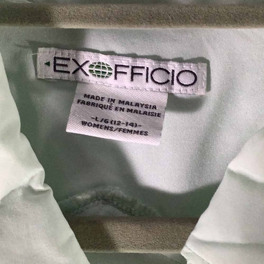 ExOfficio mint green long roll tab sleeve snap front light weight shirt Sz L - Picture 3 of 9